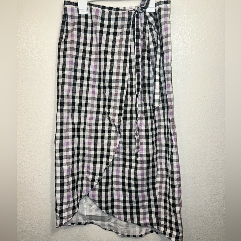Asos Petite NWT Gingham Midid Wrap Skirt 8